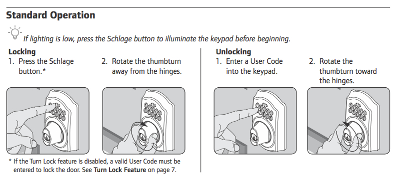 Schlage Lock Instructions